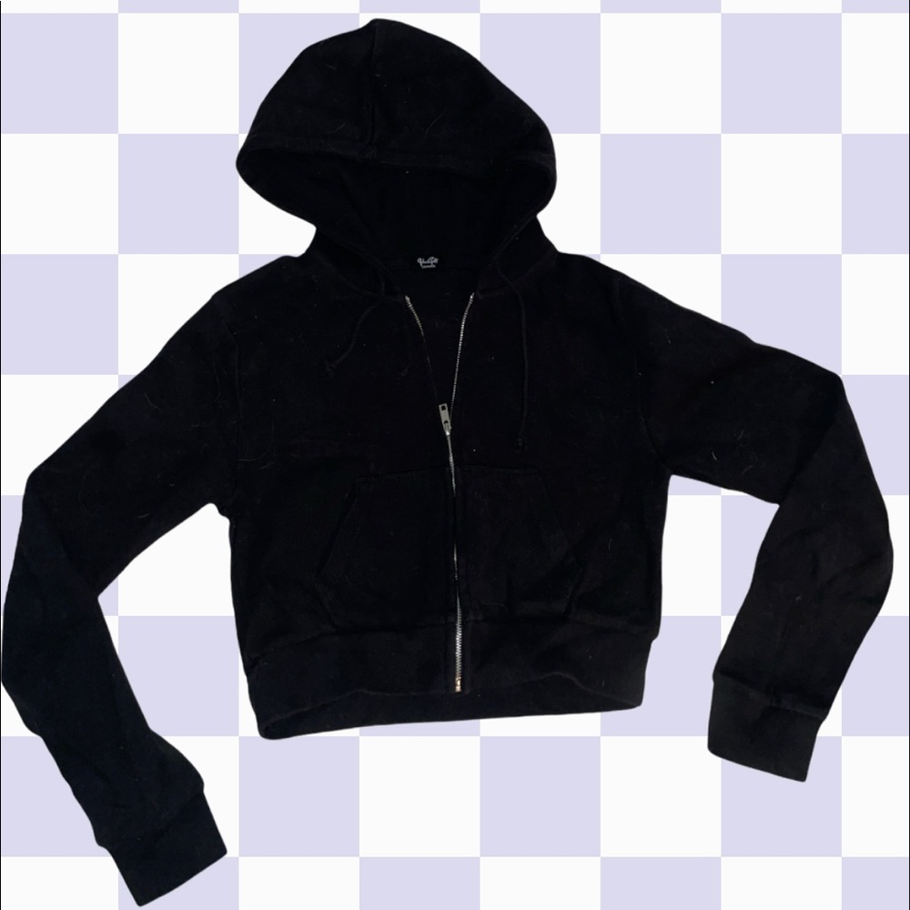 Black cropped Brandy Melville zip up hoodie